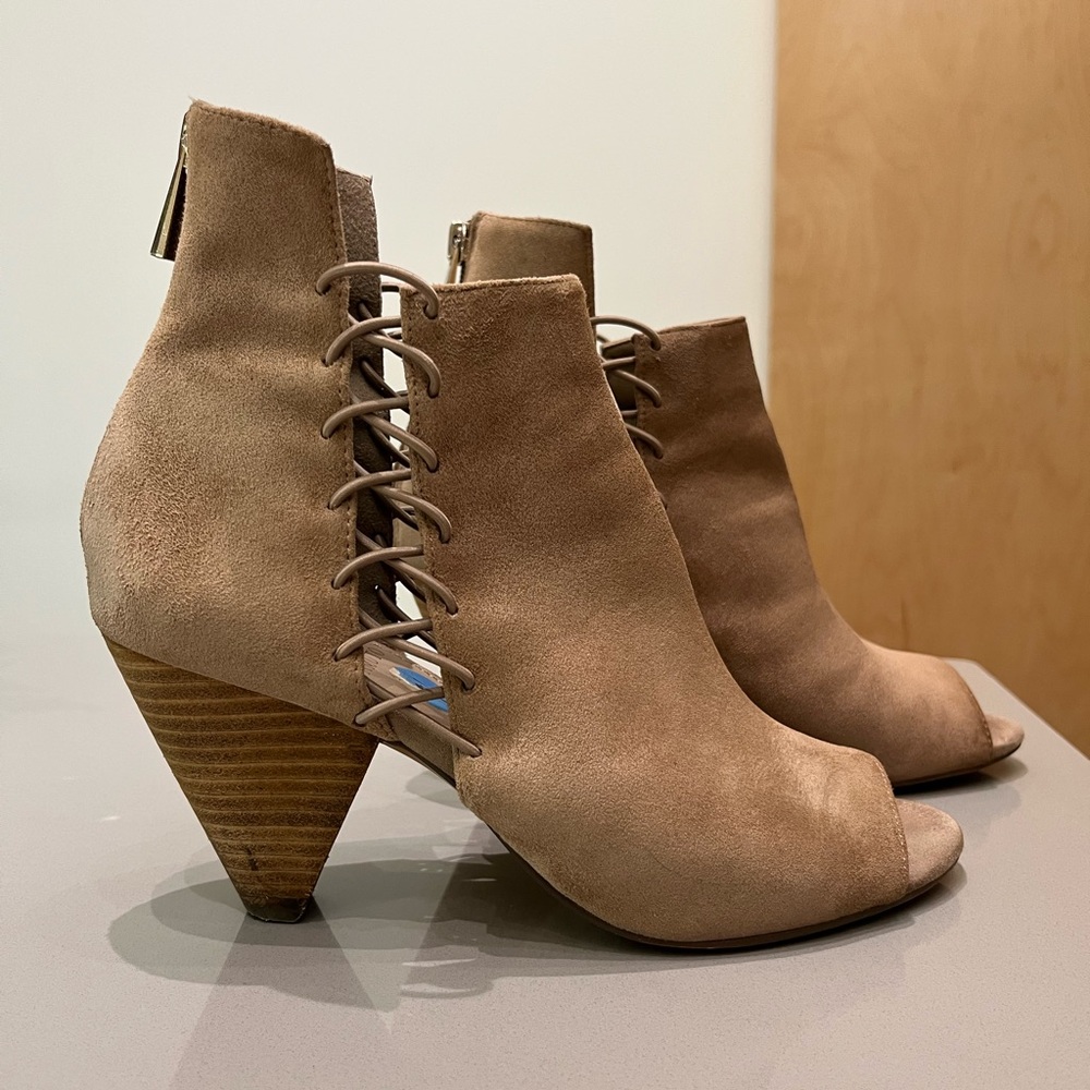 Vince Camuto Suede Peep-Toe Ankle Boots